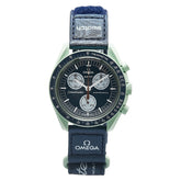 オメガ × スウォッチ Swatch スピードマスター ムーンウォッチ ミッション オン アース 腕時計 S033G100 クオーツ ネイビー文字盤 樹脂系 メンズ OMEGA 【中古】